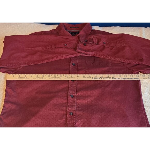 Banana Republic Mens L Oxford Button Down Shirt Maroon Untucked Fit Cotton - Picture 8 of 11